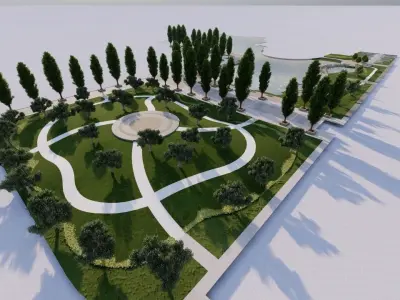 park-public park-Private Park Landscape 3D model 4