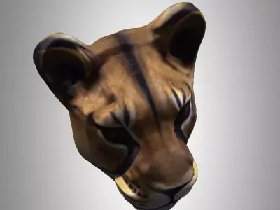 Lioness Face Mask Low-poly 3D model