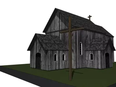 wooden church 3D model