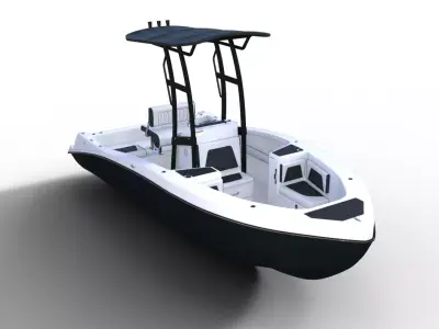 Small Fishing Center Console Boat Low-poly 3D model
