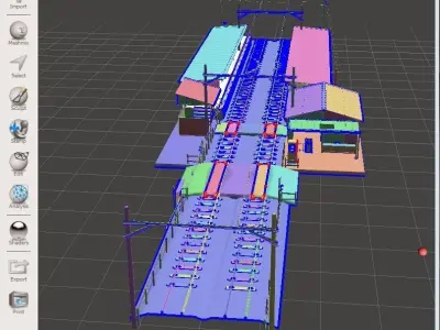 A Train stop created with 3ds Low-poly 3D model