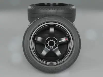 Nismo LMGT4 Wheels Sport Car Set Michelin Realistic Race Tires Free 3D model