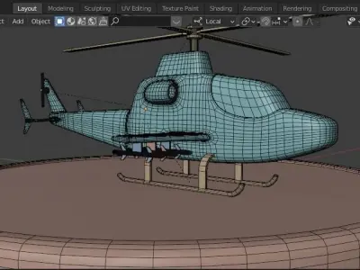 Low Poly Helicopter bike rack hanging 3D model