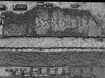 trash pile tires industrial storage terrain drone photogrammetry Low-poly 3D model