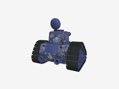 War Tank Cartoon A08 Blue Camouflage - Military Vehicle Low-poly 3D model