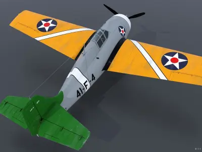F4F-3 WILDCAT 41F4 Low-poly 3D model