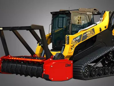 VT-100 Compact Track Loader with Forestry Package - Drum Mulcher 3D model