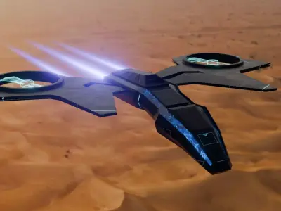 Sci-Fi Spaceship 3D Model   Low-poly 3D model