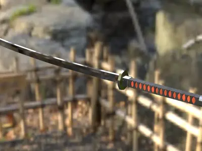Japanese samurai katana PBR low poly game ready Low-poly 3D model