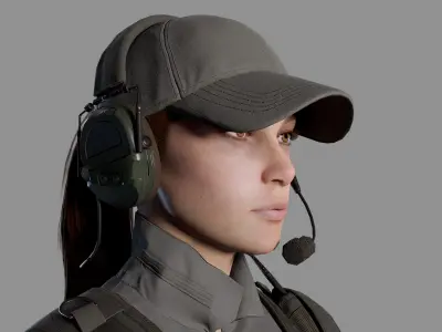 Female Soldier Low-poly 3D model 3