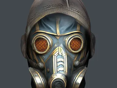 Gas mask helmet 3d model military combat Low-poly  Low-poly 3D model