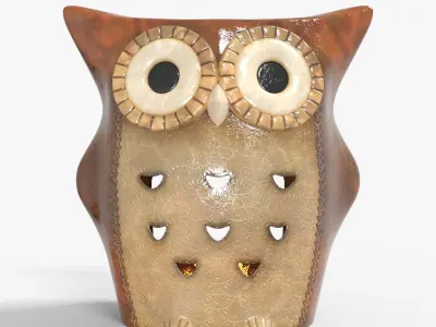 Antique Owl Candle Holder Low-poly 3D model