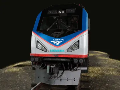 Siemens ACS-64 Locomotive AMTRACK Low-poly 3D model