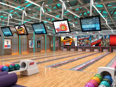 Bowling alley design Low-poly 3D model