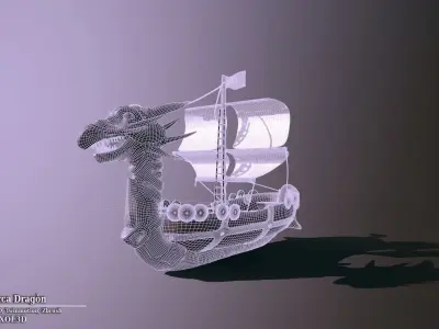Viking ship Low-poly 3D model 4
