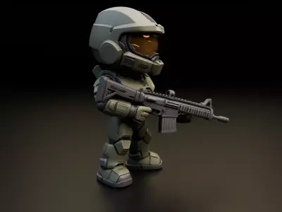 Classic Master Chief Chibi Statue - Spartan-117 Gaming Figure 3D print model