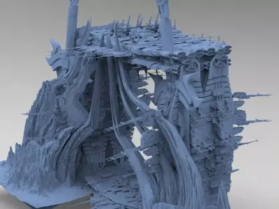 Mars Sci-Fi Monolith Massive structure 1 3D model