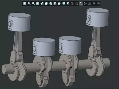 Four cylinder engine model 3D model