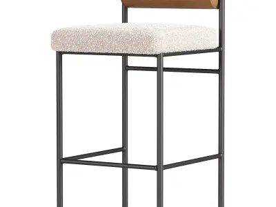 Half bar stool Balla beige By Stool Group 3D model