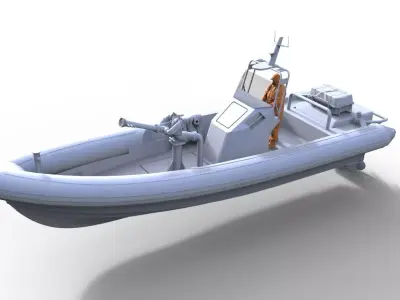 Lifeboat with driver and fire cannon 3D print model