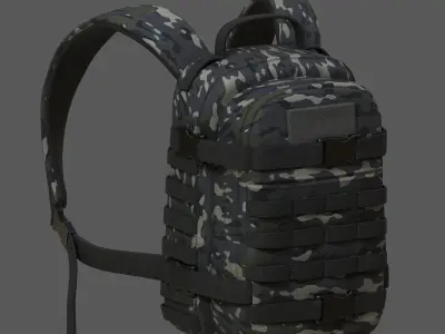 Backpack military combat bag baggage Black  Low-poly 3D model