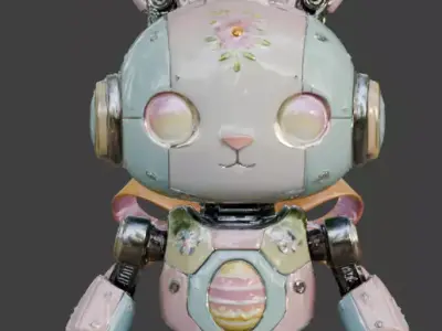 MECHANICAL EASTER BUNNY ROBOT 3D MODEL  Low-poly 3D model