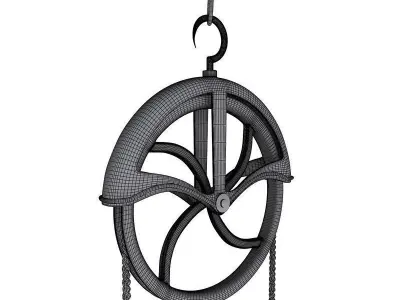 Antique Well Pulley 3D model