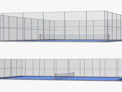  Outdoor Tennis Court with Double Court Tennis Net 