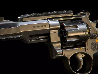 PBR Revolver Low-poly 3D model Low-poly 3D model