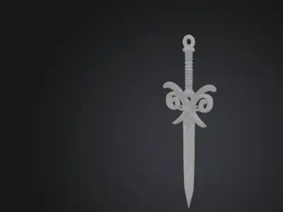 Silver elegance sword dagger Low-poly 3D model