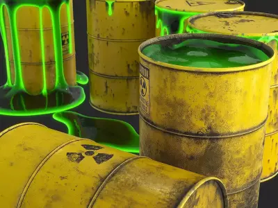 Toxic Waste Barrels Low-poly 3D model