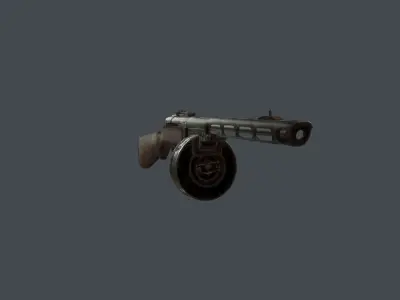 PPSH-41 WW2 SMG Low-poly 3D model