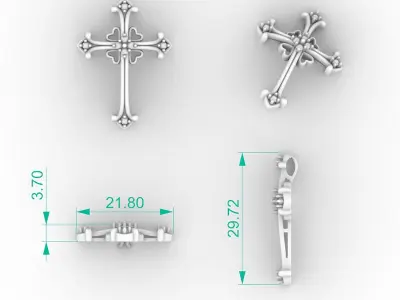 Gothic Cross Necklace 3D print model