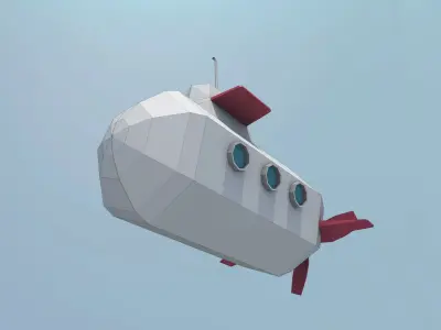 Low Poly Cartoon Submarine Free low-poly 3D model