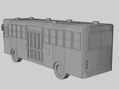  Pink Thai bus Low poly Low-poly 3D model