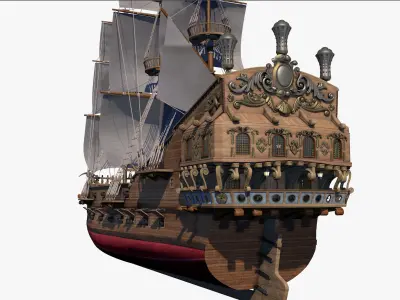 Galeon pirate ship 3D model