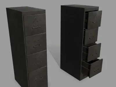 Cabinet metal with drawers Low-poly 3D model
