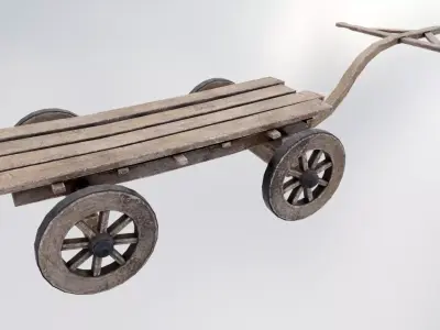 Wooden Wagon Low-poly 3D model purchase