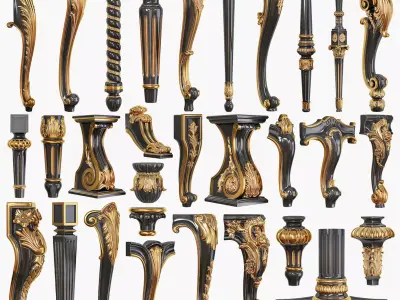 Collection of 30 classic furniture legs  Part 3 3D model