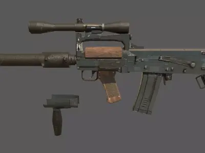 Customizable Ots - 14 Groza PBR Low-poly 3D model Low-poly 3D model