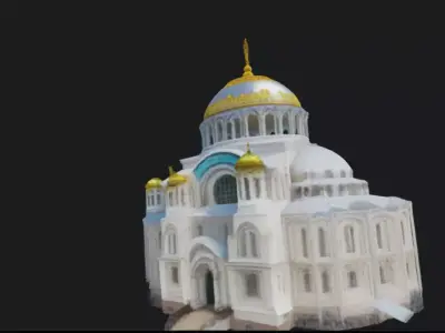Chapel with Dome 3D Model  Classic Style Game Ready 3D model