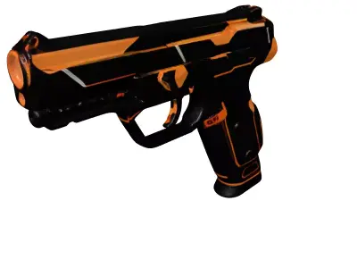 Cybernetic Pistol Orange Accents 3D model