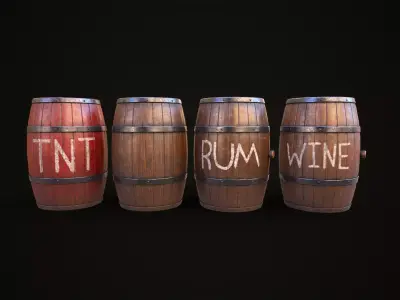 Wooden barrels Low-poly 3D model get