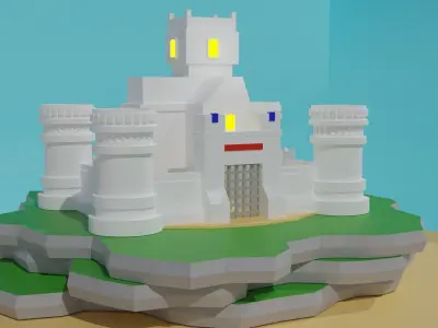 low poly castle in sky Low-poly 3D model