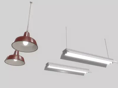 Industrial lights 2 Low-poly 3D model
