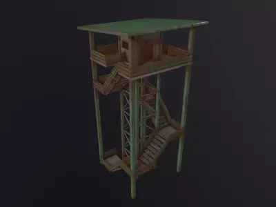 Military Watchtower 3D Model Low-poly 3D model