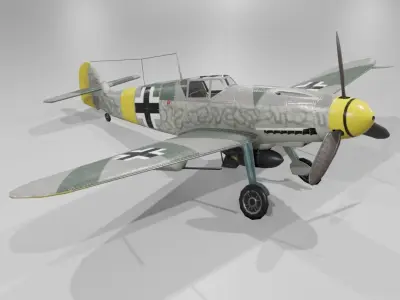 Messerschmitt Bf 109 F-1 Fighter Aircraft  Low-poly 3D model