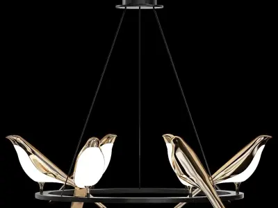 Italian Designer Bird Lamp Led handelier Light 3D model