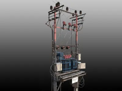 Pole Mounted PMT Transformer 3D model