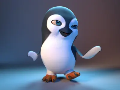 Penguin cartoon 3D model get